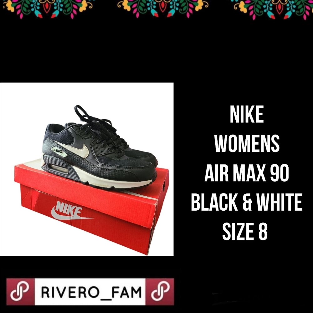 NIKE | WOMENS | AIR MAX 90 | BLACK & WHITE | SIZE 8